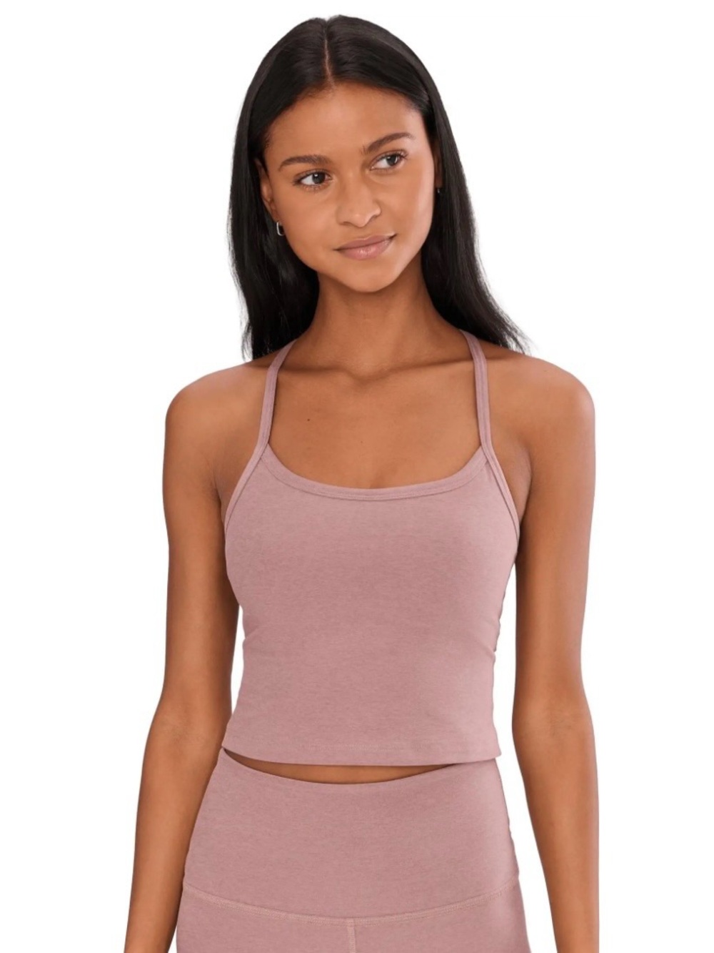 Beyond Yoga Spacedye Racerback Cropped Tank Heathered Lavendar Sz S